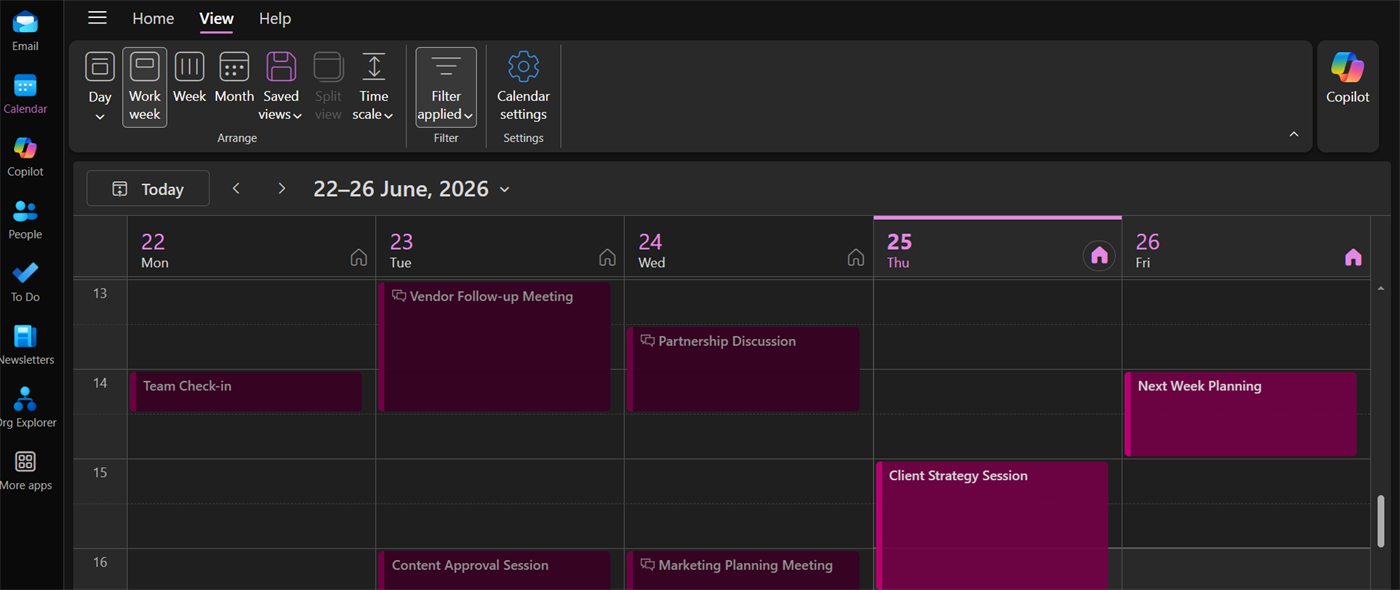 Microsoft 365 Outlook calendar management, ExecutiveAid Virtual Assistant Ghana screenshot 2