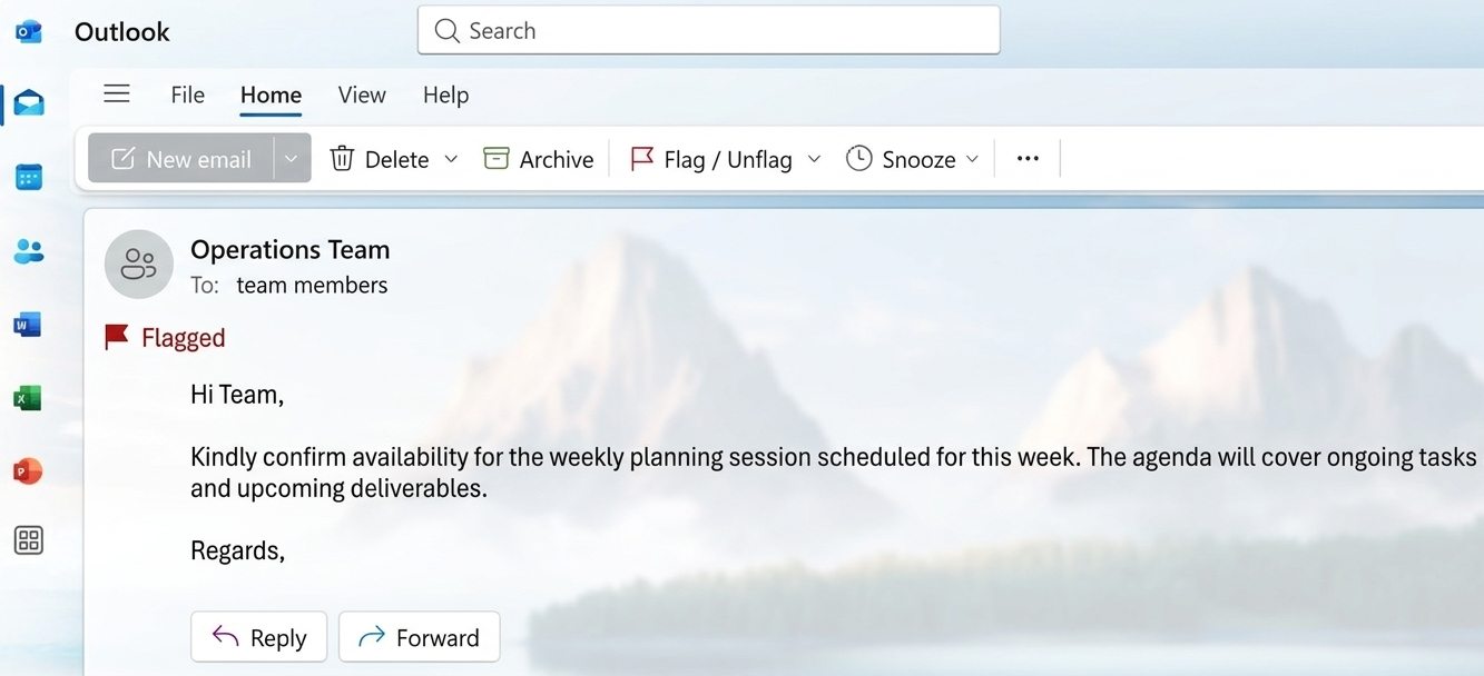 Microsoft 365 Outlook email management, ExecutiveAid Virtual Assistant Ghana screenshot 2