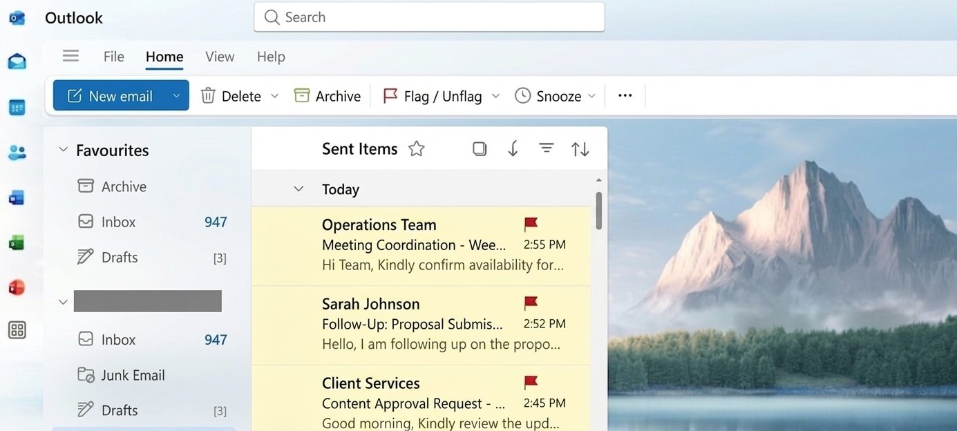 Microsoft 365 Outlook email management, ExecutiveAid Virtual Assistant Ghana screenshot 3
