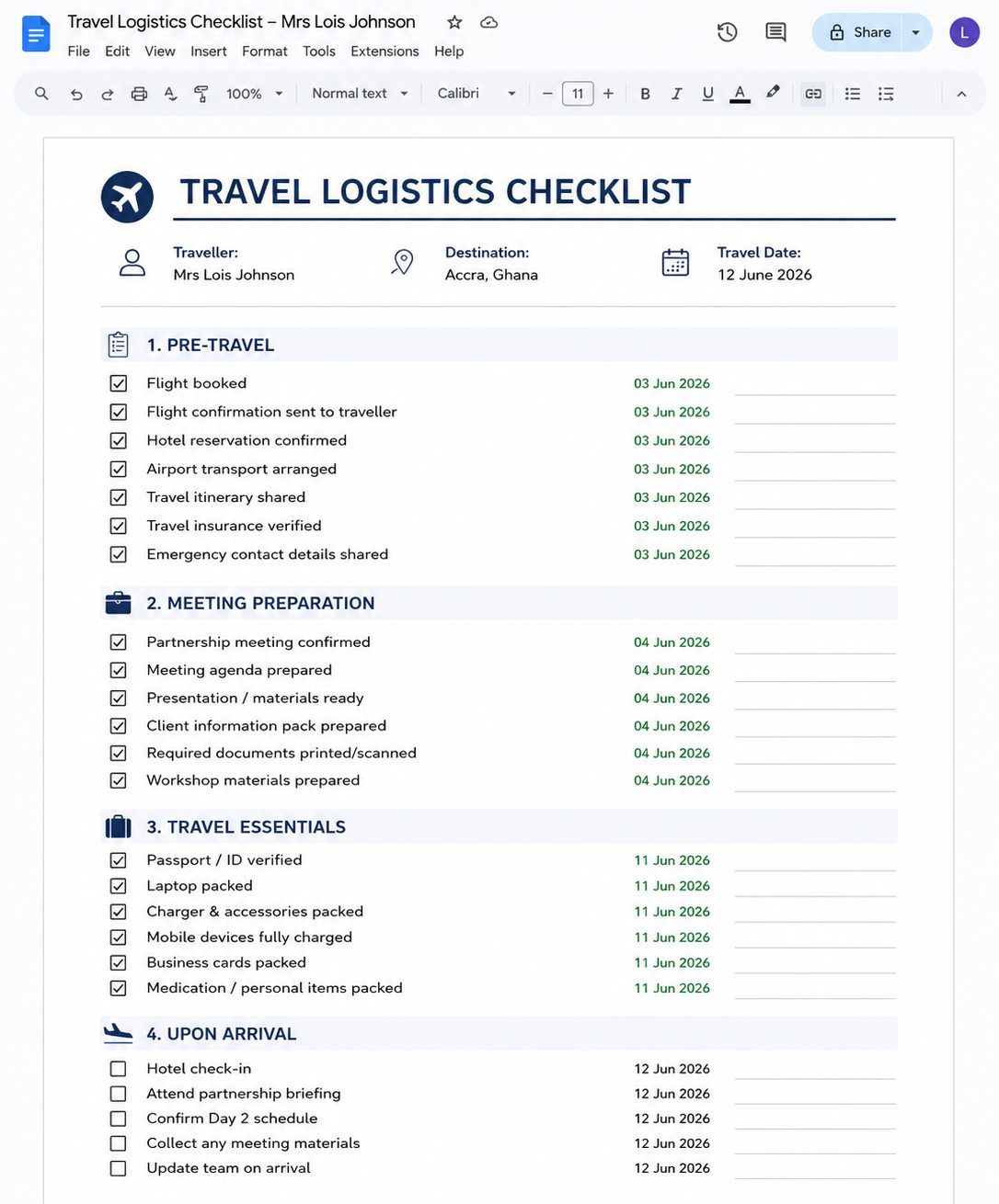 Travel itinerary and logistics support service Ghana, ExecutiveAid screenshot 2