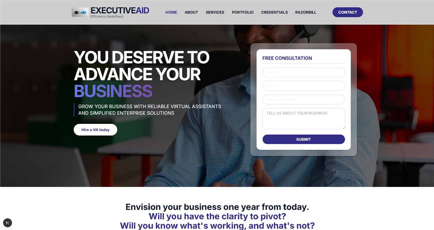 Professional business website development Ghana, ExecutiveAid screenshot 4
